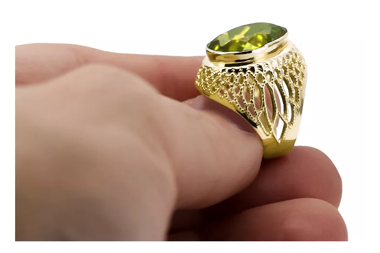 Or jaune 14 carats Péridot jaune Anneau Vintage vrc089y